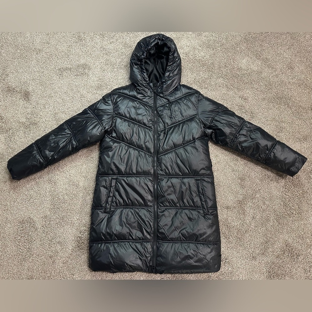 a new day Black Glossy Puffer Jacket- Women’s Size Medium